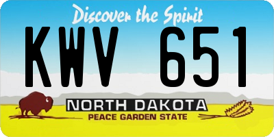 ND license plate KWV651