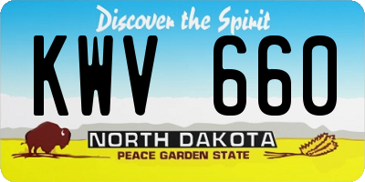 ND license plate KWV660