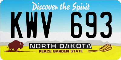 ND license plate KWV693