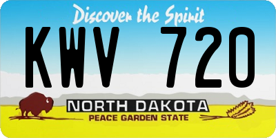 ND license plate KWV720