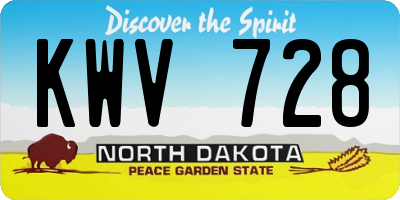ND license plate KWV728