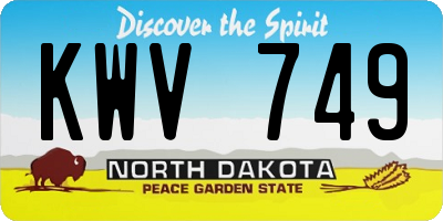 ND license plate KWV749