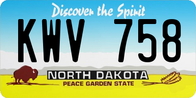ND license plate KWV758