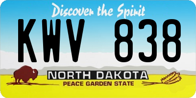 ND license plate KWV838