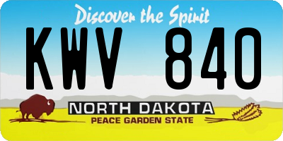 ND license plate KWV840