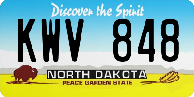 ND license plate KWV848