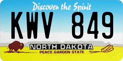 ND license plate KWV849
