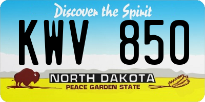 ND license plate KWV850