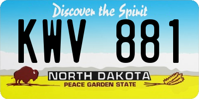 ND license plate KWV881