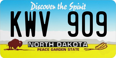 ND license plate KWV909