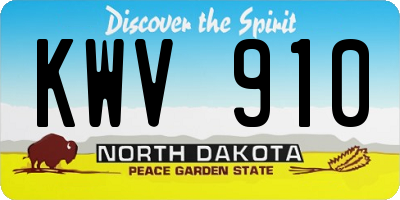 ND license plate KWV910