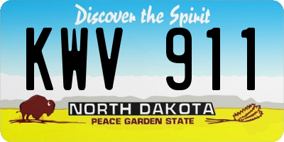 ND license plate KWV911