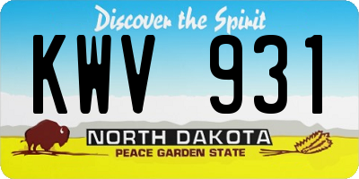 ND license plate KWV931