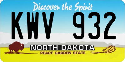 ND license plate KWV932