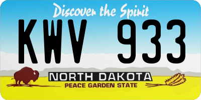 ND license plate KWV933