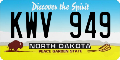 ND license plate KWV949