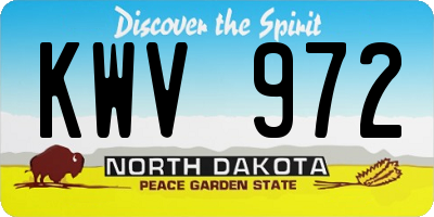 ND license plate KWV972