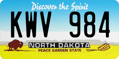 ND license plate KWV984