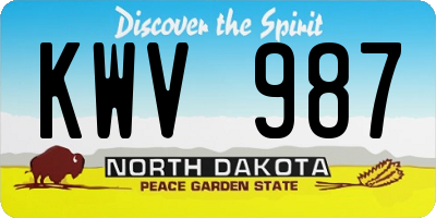 ND license plate KWV987