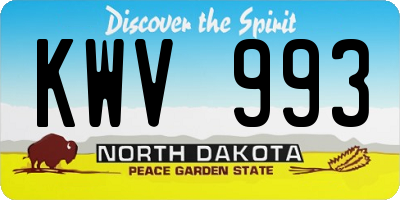 ND license plate KWV993