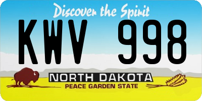 ND license plate KWV998