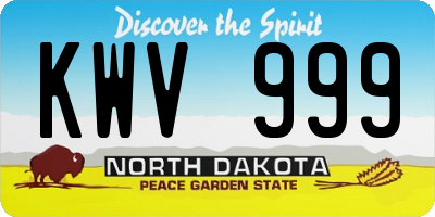 ND license plate KWV999