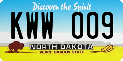 ND license plate KWW009