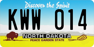 ND license plate KWW014