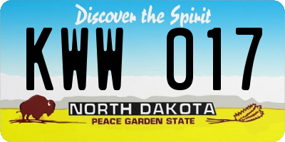 ND license plate KWW017