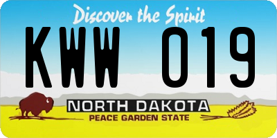 ND license plate KWW019