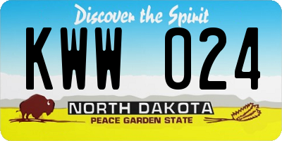ND license plate KWW024