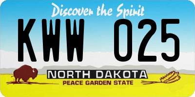 ND license plate KWW025