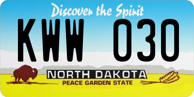 ND license plate KWW030