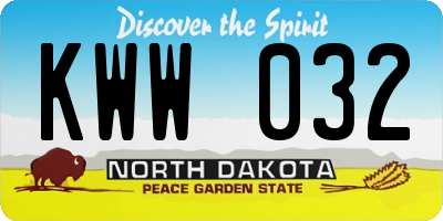 ND license plate KWW032