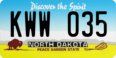ND license plate KWW035