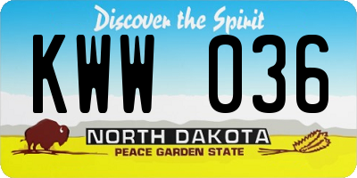 ND license plate KWW036