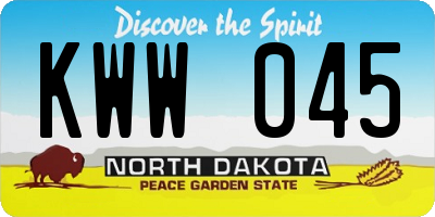 ND license plate KWW045