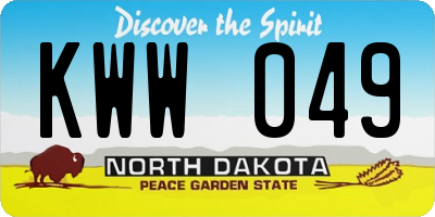 ND license plate KWW049