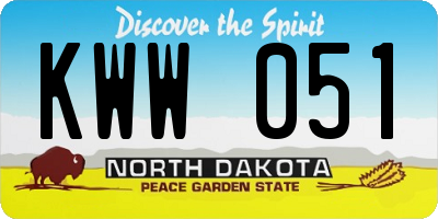 ND license plate KWW051