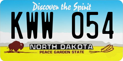 ND license plate KWW054