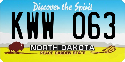 ND license plate KWW063