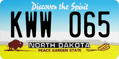 ND license plate KWW065