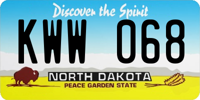ND license plate KWW068