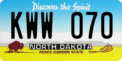 ND license plate KWW070