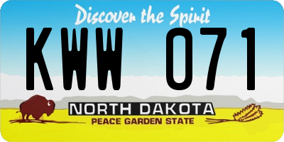 ND license plate KWW071