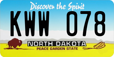 ND license plate KWW078