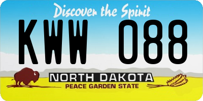 ND license plate KWW088