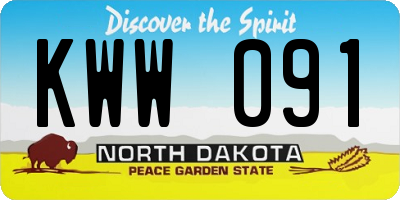 ND license plate KWW091