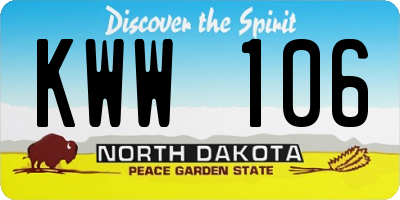 ND license plate KWW106