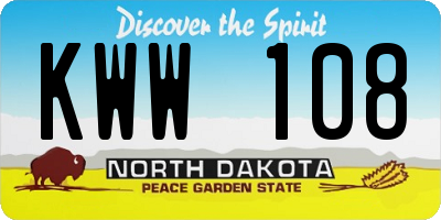 ND license plate KWW108